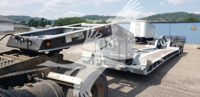 Trailer deck and undercarriage of a 2026 XL Specialized 55 Ton lowboy trailer showing galvanized LDH (15" wheels) and multiple axles.