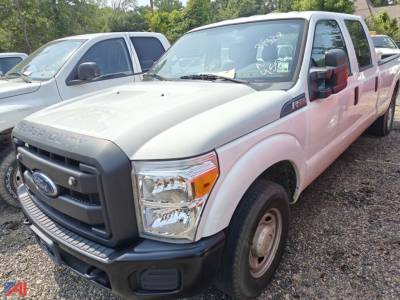 Ford F-250 Super Duty pickup truck labeled with front grille and headlight details. Visible text includes 'SUPER DUTY' on the hood and Ford emblem on the grille. No other legible model or spec text discernible.