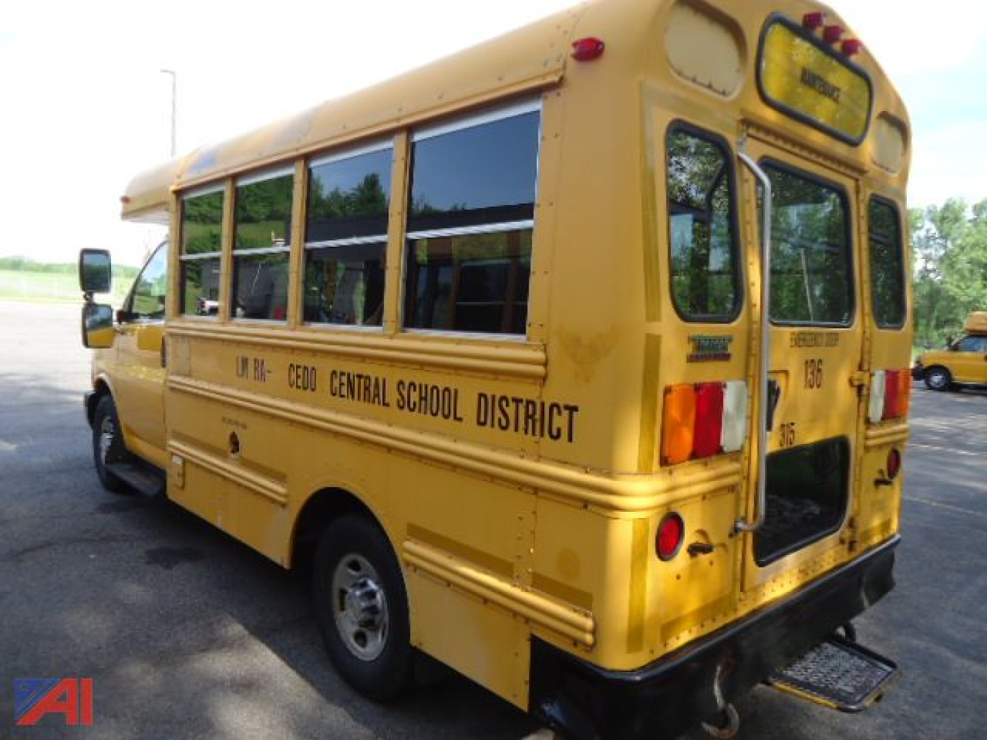 School bus showing rear and side view with Central School District lettering and yellow paint.
