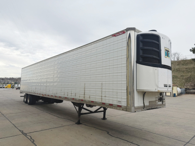 Great Dane Everest SS refrigerated trailer in yard showing front refrigeration unit and side paneling