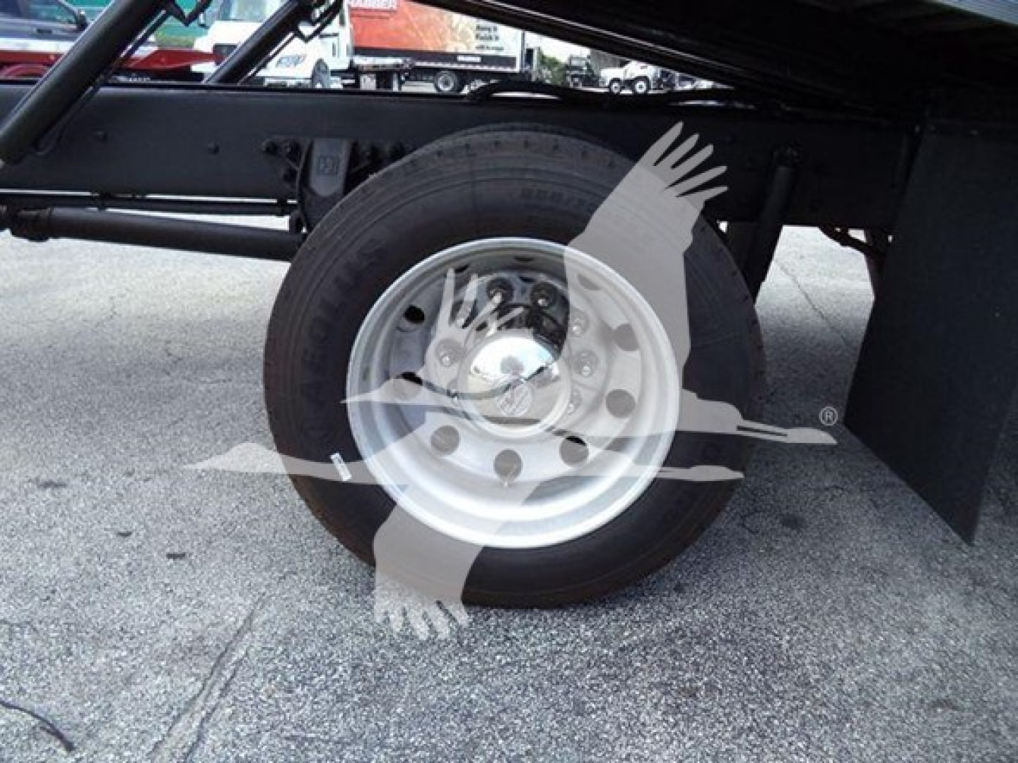 Kenworth T270 rollback truck wheel and suspension detail with tire and rim visible