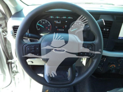 Ford F-600 XLT truck interior dashboard view showing steering wheel and instrument cluster