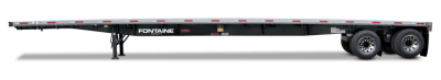 Fontaine 53' combo flat trailer side view showing rear axle and tires with Fontaine branding