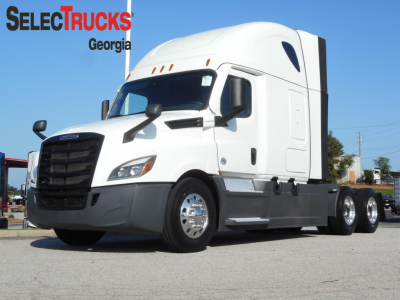 Freightliner Cascadia 126 tractor-trailer in white, front-left view, with SelectTrucks Georgia logo in top-left; VIN 3AKJHHDRXRSUY6278 shown in listing.