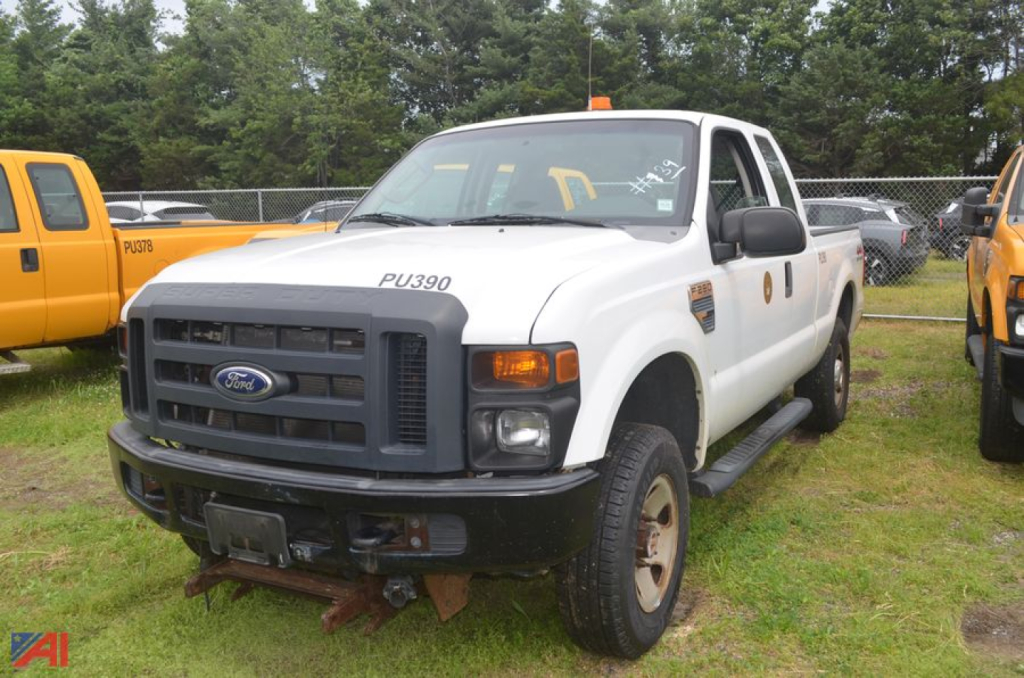Ford F-250 Super Duty pickup truck in white, front view showing bumper and grille, extended cab.
