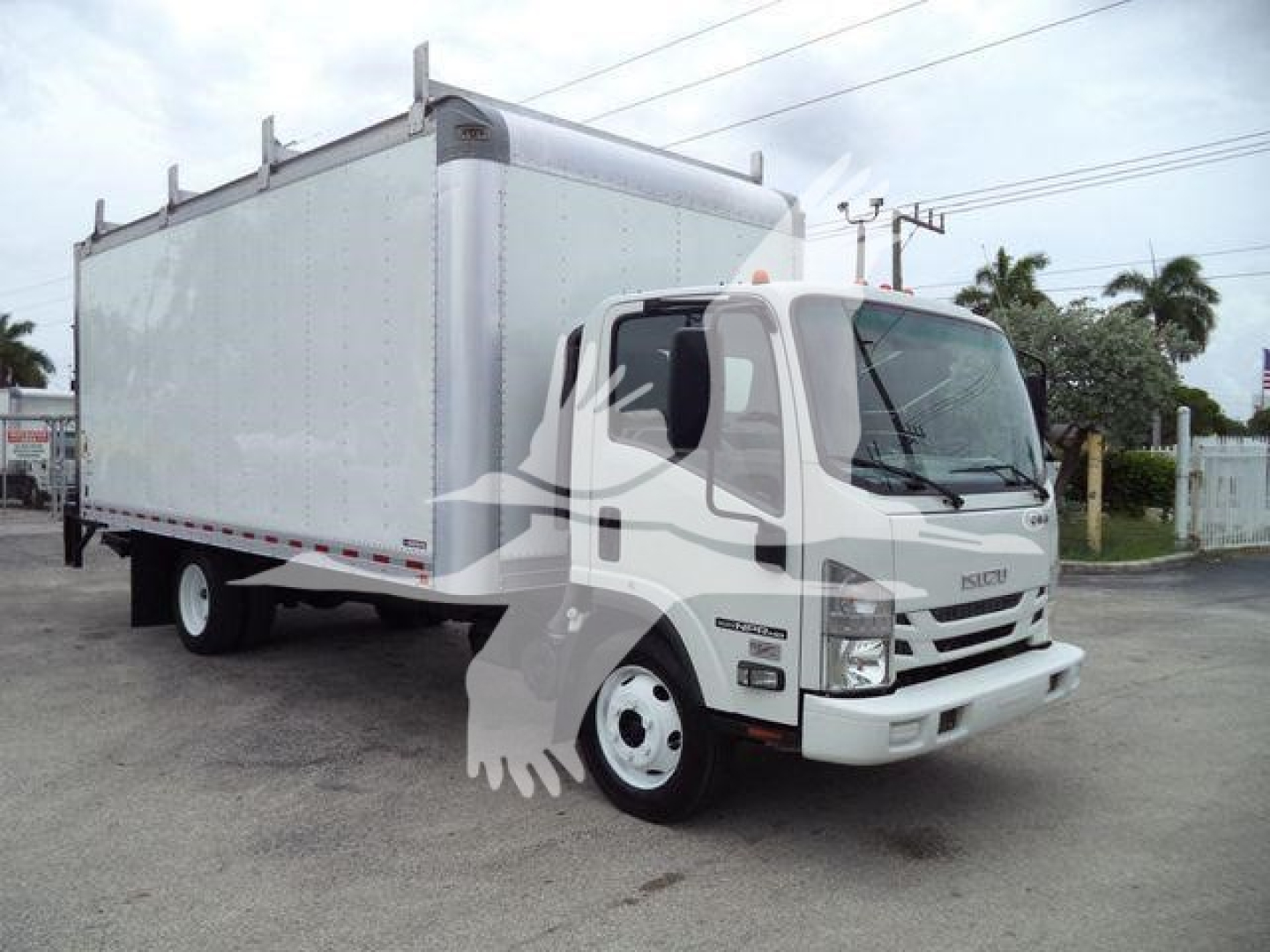 Isuzu NPR HD box truck in side view with cargo box and cab, no visible text legible on the truck panels.