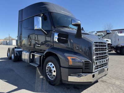 Truck image: 2027 Mack AN64T64 conventional sleeper tractor with chrome grille, large side mirrors, and dual rear axles. Visible text: none legible from image except vehicle features.