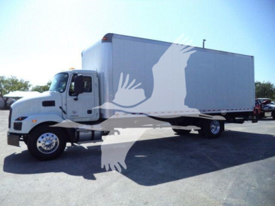 Box truck from side view showing cab and large box with MD6BOX26 stock number and new condition.