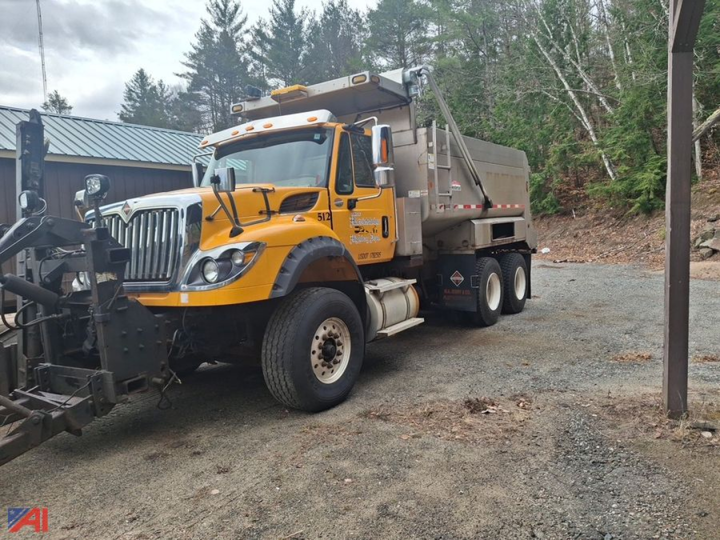 2017 International WorkStar 7600 Dump Truck with plow and wing in yard
