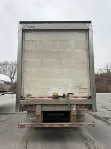 Great Dane Everest multi-temp refrigerated trailer rear view showing cargo doors and bumper with taillights and license plate area.