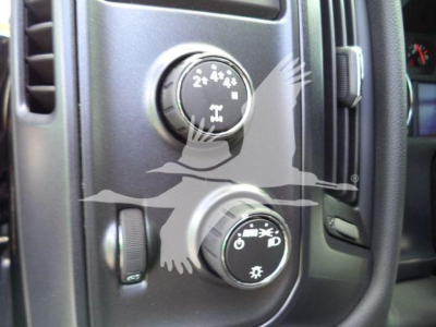 Dashboard controls showing two knobs for climate settings and a small lever; knob symbols indicate air flow modes.