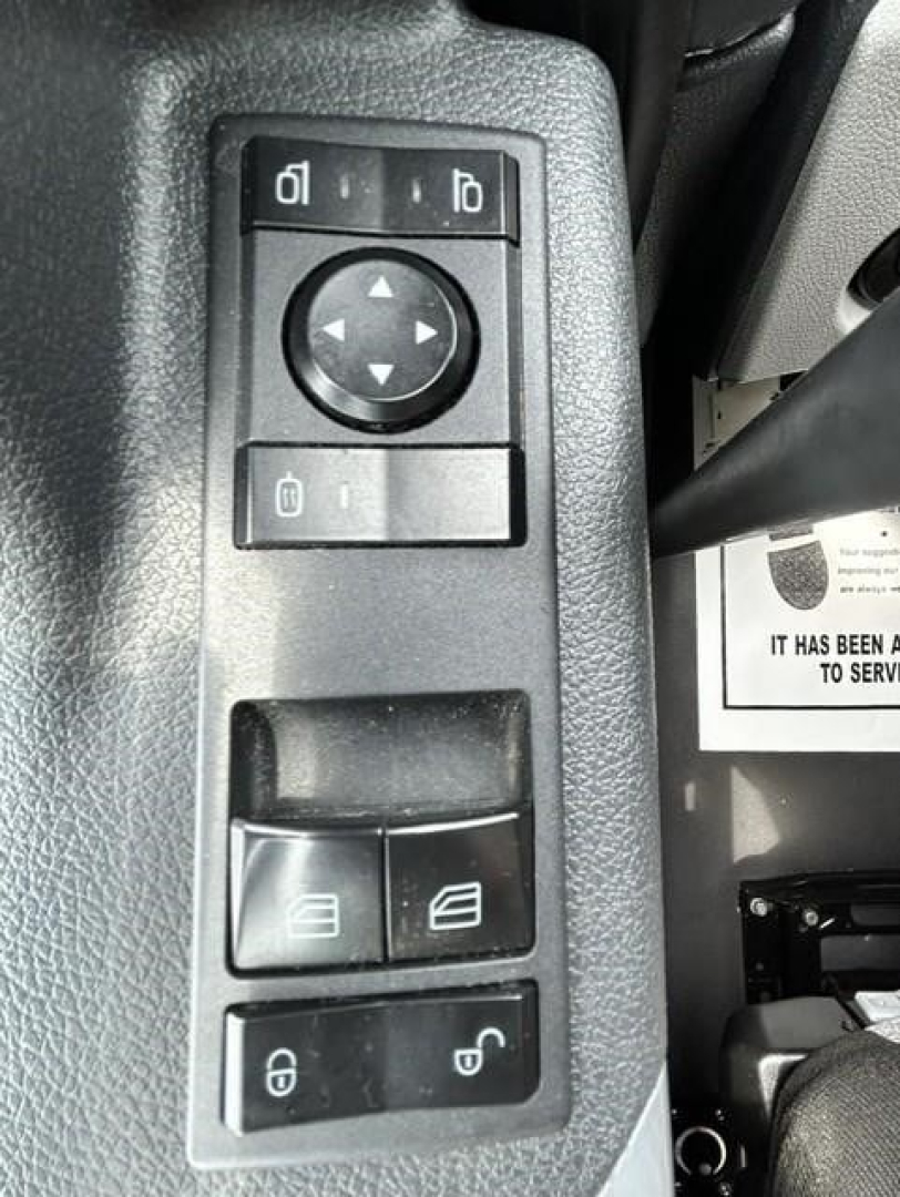 Truck interior switches panel with window controls and mirror adjustment pad. Visible icons include lock/unlock and window controls.