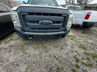 Ford F-350 front view showing grille and bumper with Ford emblem in center.