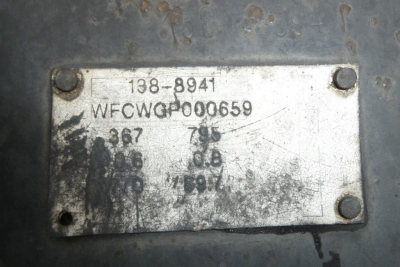 Plate with serial/model numbers on Caterpillar machine: 13?8-8941 WFCWGP000659 367 795 0? 0? 0?