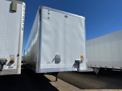 Trailer front view of a 2023 Utility 4000dx Tbr, aluminum exterior, with landing gear, front door and hitch visible.