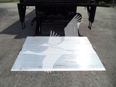 Freightliner M2 106 platform with aluminum ramp and rear undercarriage visible.
