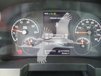 Dashboard of a 2025 Kenworth T280 showing instrument cluster with speedometer, tachometer, and central display; multiple gauges and warning icons visible.
