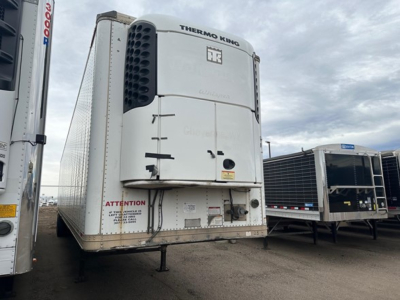 Great Dane 2014 roll-door refrigerated trailer with Thermo King unit, front view showing 'Thermo King' branding and access doors.