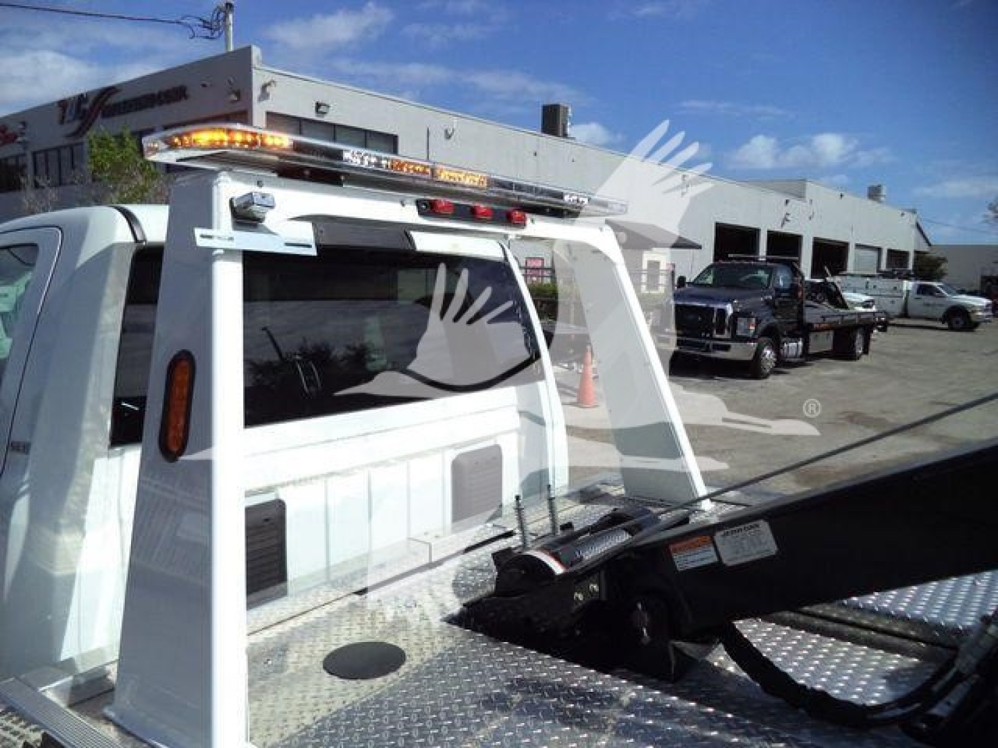 Ram 4500 chassis cab with winch setup showing hoist and bed area