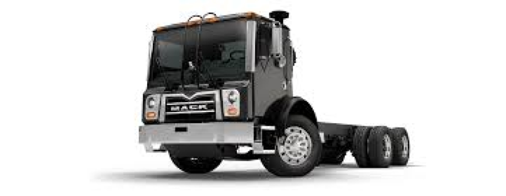 Mack TE64 cab and chassis truck front-left view showing clean exterior and 6x4 configuration with dual rear axles.
