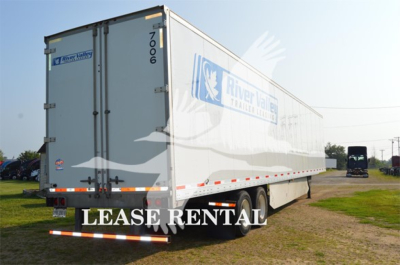 Trailer rear view showing River Valley Transport box with LE ASE RENTAL overlay and registration numbers 7006 on door along with visible River Valley branding.
