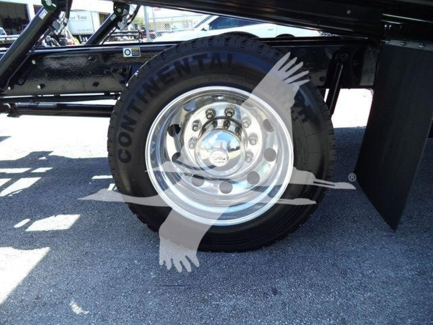 Kenworth T280 rollback truck wheel and tire showing polished aluminum hub and Continental tire label visible