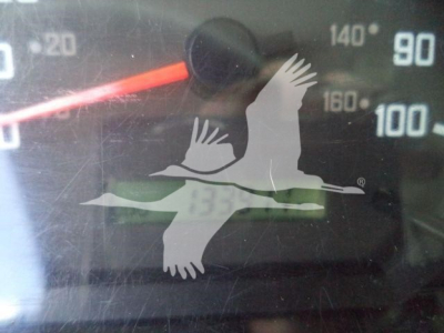 Isuzu NPR HD dash cluster showing speedometer with numbers 0-140 and needle at 20, windshield glare.