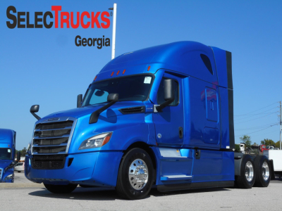 Truck image showing a blue 2022 Freightliner Cascadia 126 conventional sleeper tractor from SelectTrucks Georgia with VIN 3AKJHHDR4NSNA2058 and stock 350356.