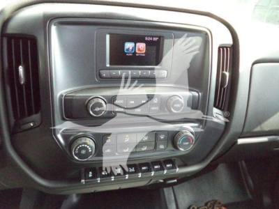 Chevrolet Silverado 6500HD dashboard center console displaying infotainment screen and climate controls.