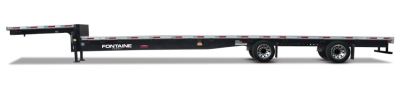  Fontaine 53' combo drop deck trailer side view showing rear axle and tires with Fontaine branding.