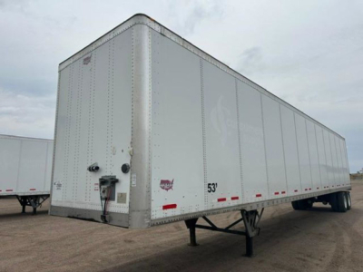 A 2016 Wabash box trailer/van shown from the front-left side with a raised nose, silver exterior, and a 53' length marking near the bottom side.