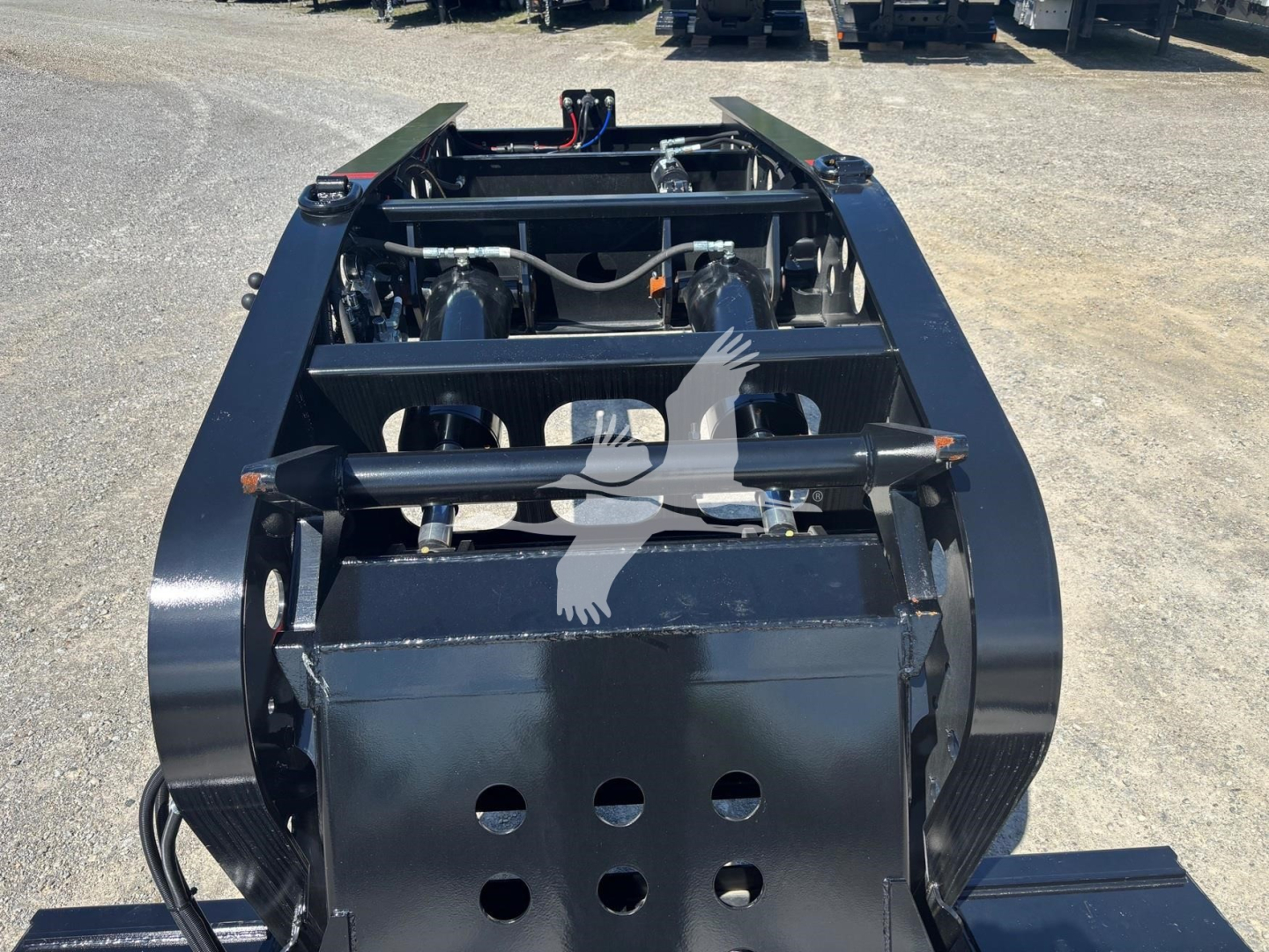 Fontaine Renegade N20 lowboy trailer chassis view showing hydraulic components and frame.