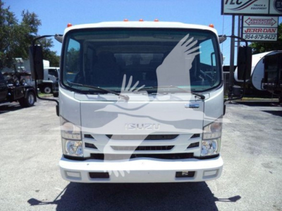 Isuzu NPR HD truck front view showing cab, grille, headlights, and bumper.