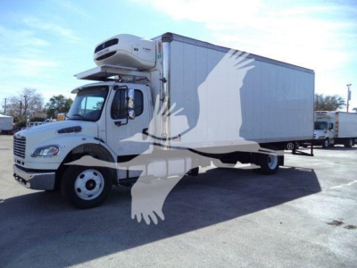 Freightliner M2 106 refrigerated truck with a cold box and front cab, stock number 24016RFM.