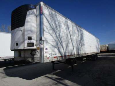 Utility reefer trailer 53 ft with Thermo King APU front cooling unit showing refrigeration trailer and VIN 1UYVS2534DU618114.