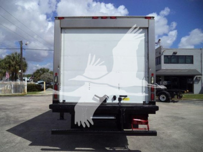 Rear view of 2019 Hino 195 refrigerated truck showing back doors and bumper, no legible external text.