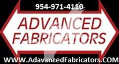Advanced Fabricators logo with contact number 954-971-4110 and website www.AdvancedFabricator s.com