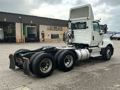 2019 International LT625 truck cab and chassis showing rear dual-axle configuration and fifth wheel area.
