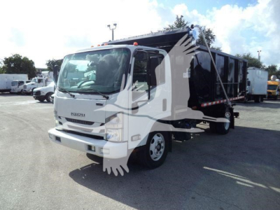 Isuzu NPR/NNR light-duty roll-off truck in service with Dump body, front view