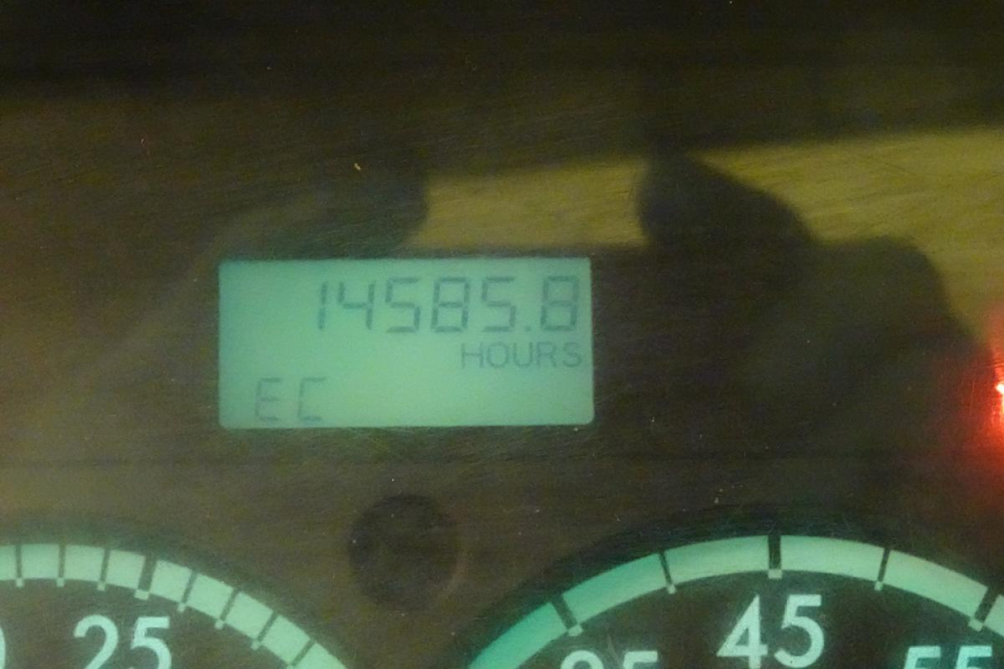 Dashboard odometer reading 145,858 hours on Sterling ACTERRA truck cluster with EC indicator.