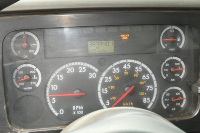 Dashboard view of a 2006 Sterling ACTERRA showing multiple analog gauges and a central digital display.