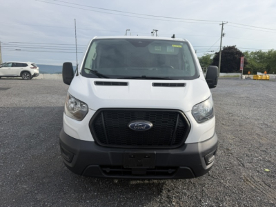 Front view of a white 2021 Ford TRAN250 service/utility truck showing Ford emblem grille and black front bumper.