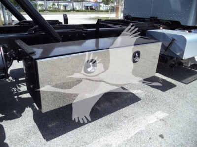 Peterbilt 348 rollback truck chassis with aluminum toolbox mounted under frame