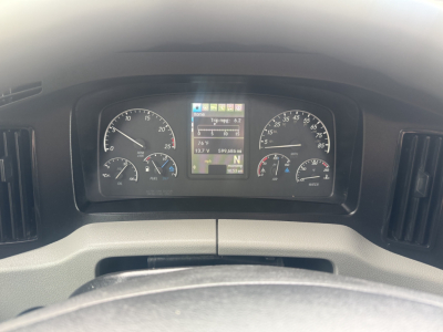 Dashboard of 2021 Freightliner Cascadia 126 showing instrument cluster and central information display.