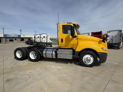 2019 International LT625 conventional daycab truck side view showing cab, fuel tanks, and Dual rear axles.