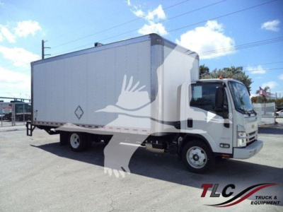 Isuzu NPR box truck showing cargo box and cab; front right side visible; stock decal and equipment markings.