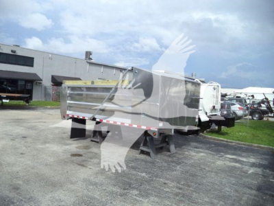 Dump truck bed trailer by Advanced Fabricators 14 ft aluminum side dump in data center lot, stock number ADFAB14FTALUM1, category Dump, new unit.