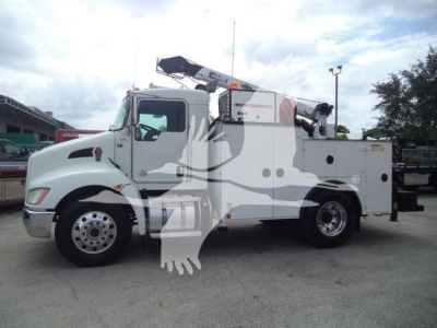 Kenworth T270 service utility truck side view with crane and utility body