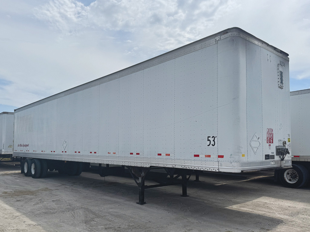 Great Dane aluminum van trailer Showing exterior with 53' length marking and landing gear.