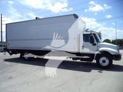 Truck side view of a 2021 International MV box truck with stock number T83478, VIN 3HAEUMMLXML683478.